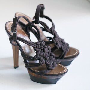 Barbara Bui Suede Brown Knotted Knot Detail heels